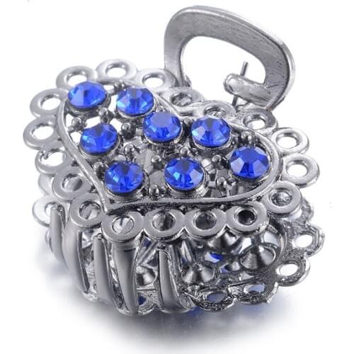 1Pcs Cute Blue Women Hair Claw Hair Crab Clip Retro Heart Shape Crystal Hair Clips Make UP Hair Accessories Small Size Hairpin