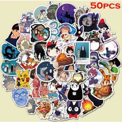50PCS Hayao Miyazaki Series Stickers Fans Anime Vintage Paster Cosplay For Case Suitcase Luggage Guitar Laptop Children Toys