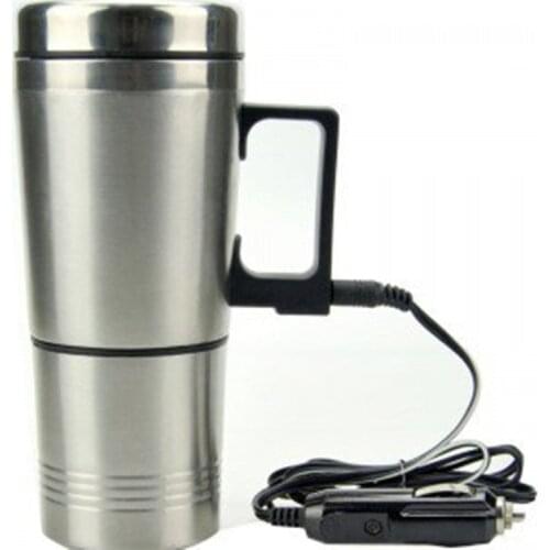 12 V Heating Cup Travel Mug Thermos Car Auto Adapter Heated Kettle Stainless Steel