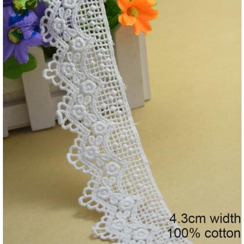 4.3cm white lace cotton embroidery lace french lace ribbon fabric guipure diy trims warp knitting sewing Accessories#3685