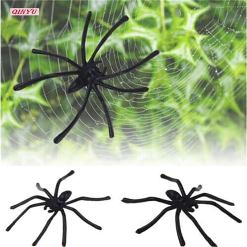 50pcs 4.5*5CM Halloween Plastic Black Luminous Spiders Prank Joking Birthday Party Props DIY Decorative Supplies Spiders Toy 5z