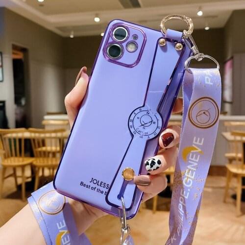 6D Two Color Electroplating Phone Cases For Iphone 11 Pro Max 12 Mini Case 7 Plus Coque Iphones Xr X Wristband Sling Back Cover