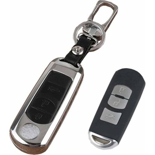 Icecare Genuine Leather Zinc Alloy Car Key Fob Cover Case For Mazda 6 Mazda 3 Cx-5 Cx-4 Cx-7 Cx-9 Atenza Axela Mx5 Keychain