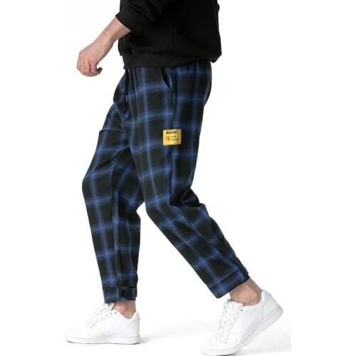 Fashion Plaid Harajuku Joggers Pants Men 2021 Summer Streetwear Casual Jogging Sweatpants Men Hip Hop Casual Sport Trousers Male