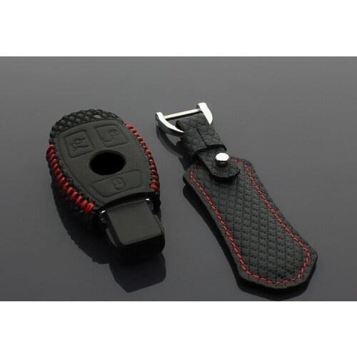 Car Key Case Cover For Mercedes Benz GLK300 E260L B C E S Class 2016 2017 car remote ring chain genuine leather