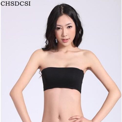 CHSDCSI Black Strapless bra Modal Seamless Bra Strapless bust out WRAP CHEST