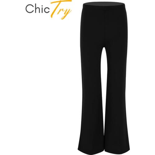 ChicTry Kids Teens Black Classic Stretchy Boot Cut Jazz Dance Pants Trousers Children Boys Stage Performance Dancewear Costume