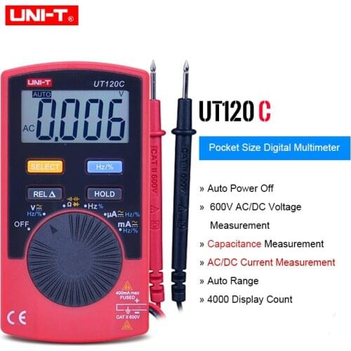 UNI-T UT120C LCD Mini Digital Multimeter Portable Voltmeter Tester Meter DC AC Multimeter Tester Ammeter Multitester