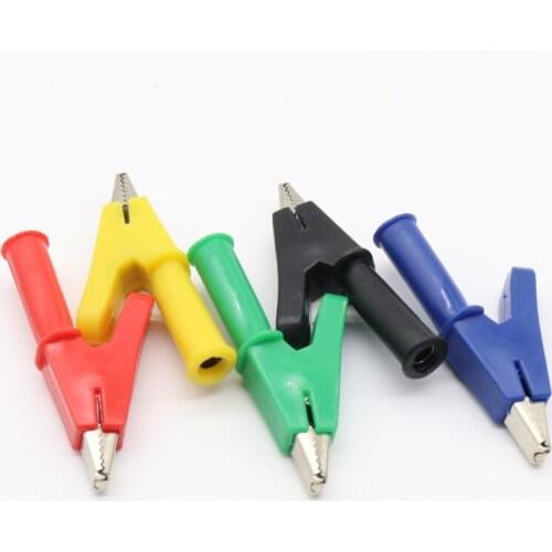 Cleqee P2002 2PCS 5 Color 380V 20A Crocodile Alligator Clips Safety Test folders For 4mm Banana Plugs