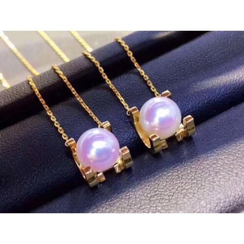 D123 Fine Jewelry 18K Natural Ocean Sea Akoya Pearls 8-8.5mm Pearl Pendant Necklaces for Women FIne Pearls Pendants
