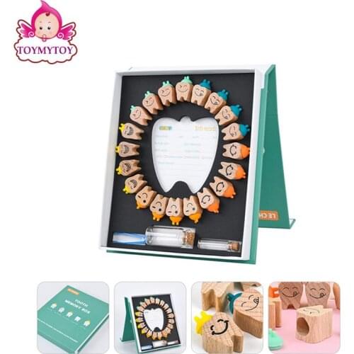 1 Set Wooden Baby Deciduous Tooth Box Baby Tooth Preservation Case Baby Gift