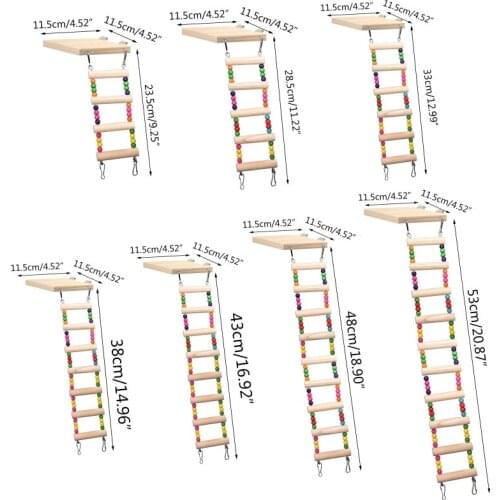 Wooden Parrot Hamster Climbing Ladder Swing Play Toys Set Birds Hanging Bridge Exercise Perch Stand Platform Cage Accessories