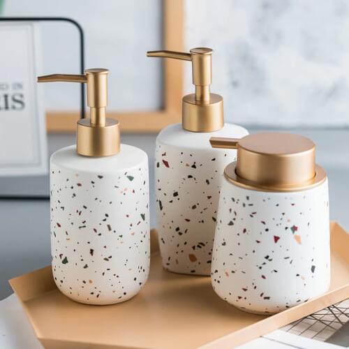 Soap Dispenser White Ceramic Shower Gel Hand Sanitizer Shampoo Bottle Home Hotel Bathroom Kitchen Liquid Soap Storage Bottle