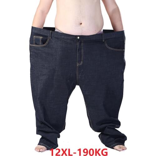 Autumn plus size jeans men 9XL 10XL 11XL 12XL Trousers pants oversize jeans Elasticity straight pants 58 60 jeans Stretch black