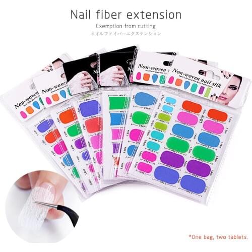 2Pcs/Set Glass Fiber silk Extension Nail Art form tips six Nails shapes Optional Fibers Building Paper For extend Lengthen Tools