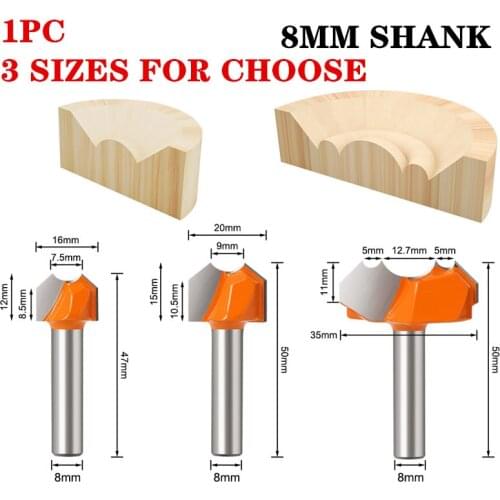 1pc 8mm Shank Double Arc Flutle Ball Head Router Bit Professional Grade Round Over Wood Router Bit Woodworking Engraving Cutter