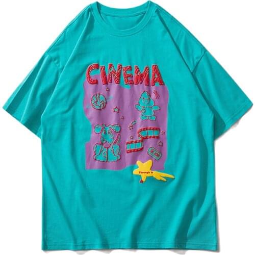 Hip Hop T-Shirt Men Streetwear Cartoon Animals Print Harajuku Tshirts Tops 2021 Summer Casual Cotton Loose Short Sleeve Shirts