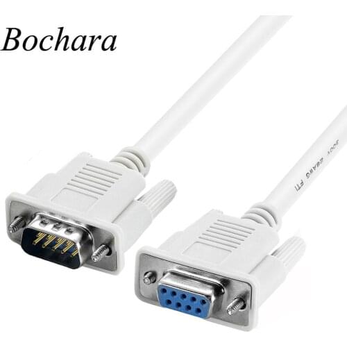 Bochara DB9 RS232 Male to Female Cable M/F 1.3m 2.6m 4.5m 9m White