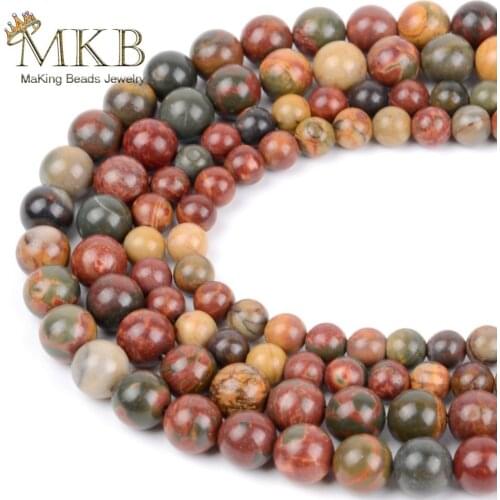 Natural Stone Picasso Jaspers Round Beads For Jewelry Making 4 6 8 10 12mm Spacer Beads Diy Bracelet Necklace Accessories Perles