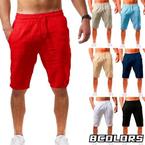 Summer New Mens Casual Sports Cotton and Linen Comfortable Fashion Shorts Jogging Pants