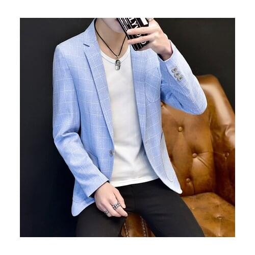 Linen suits men 's summer suit breathable men' s small suit fashion lattice jacket men 's clothing blazer plus size M - 3XL