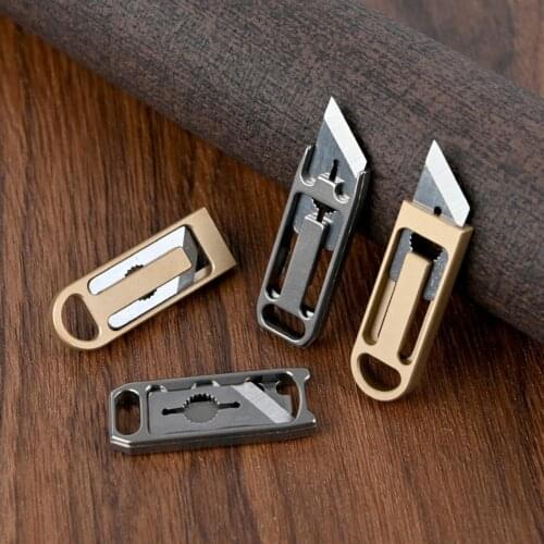 Mini Knife Small Sharp Cutter Titanium Alloy Box Cutter Utility Knife Keychain Pendant for Every Day Carry