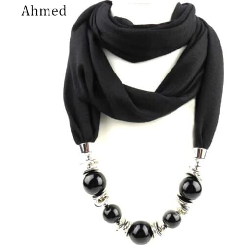 Ahmed Fashion Ethnic Beads Pendant Scarf Necklace For Women New Charm Scarves Collar Statement Necklaces Bijoux Jewelry