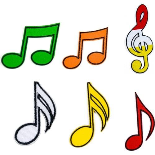 Music Guitar Note Patches Stickers Iron on Clothes Heat Transfer Applique DIY Embroidered Applications Cloth Fabric Sequin Patch