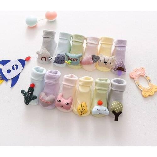 Newborn Baby Kids Socks Cartoon Infant Cotton Warm Floor Cute Doll Animal Non-Slip Boys Girls Spring Winter Socks Outfit 0-3Y