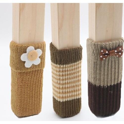 4pcs/set 10*3.5cm Anti-slip Chair Leg Socks Cloth Floor Protection Knitting Socks Table Legs Socks Furniture Feet Sleeve Covers