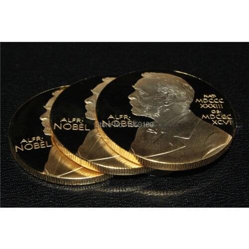 2016 Newest Design,24k gold plated Nobel Head Portrait Coin Free shipping 20pcs/lot,custom coin