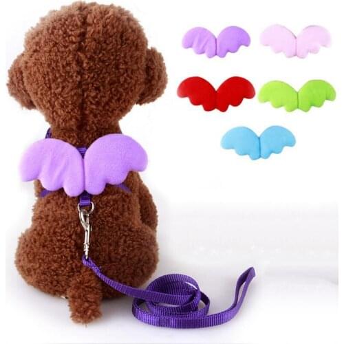 Cute Angel Shape Pet Dog Leashes Safety Nylon Pet Traction Rope Outdoor Walking Cat Dog Chest Harness Adjustable Collars Belt