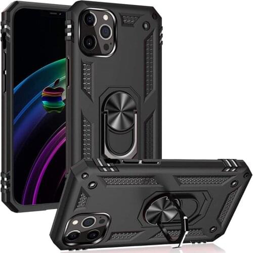 Kickstand Armor Bumper Case For iPhone 12 Pro 11 Pro 12 Mini XS Max XR X SE 2020 6S 7 8 Plus Shockproof Finger Ring Phone Cover