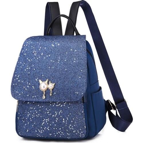 Anti-theft Women Backpack Fashion Sequin College School Bag for Teenage Girls Travel Backpacks Bags PU Leather Daypack