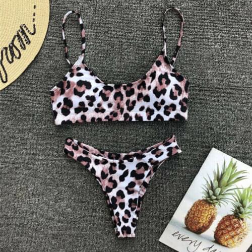 Sexy Women Leopard Print Bikini Set Push up Padded Swimwear Swimsuit Beachwear