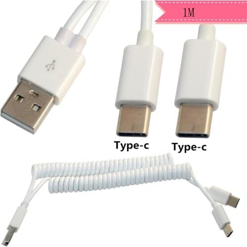 Spiral Coiled USB 3.1 C-TYPE male*2 to 2.0 AM adapter adaptor Cable 1.0M 3FT