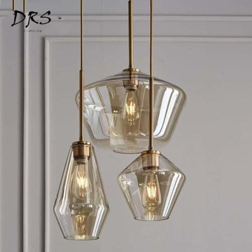 Glass Pendant Light Art Shades Lamp Coloured Ceiling Ball Smoked Amber Clear Vintage Loft Lamps Bar Decor Colored Retro Modern