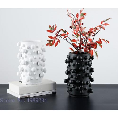Resin vase Black and White abstract Dots Round irregular bumps Bump Resin crafts ornaments Storage organization Home Decoration