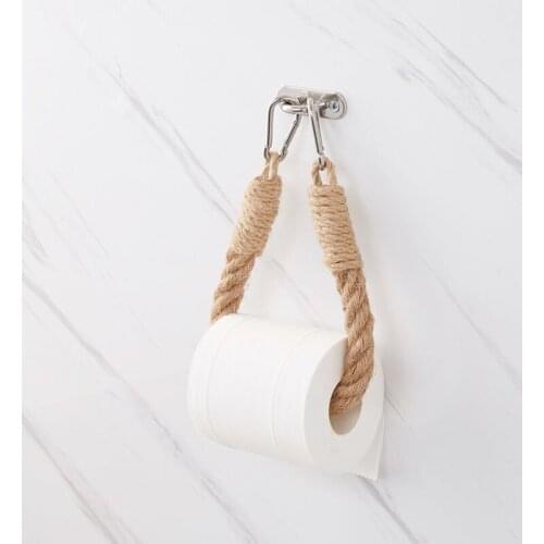 Vintage Towel Hanging Rope Toilet Paper Holde Kitchen Bathroom Toilet Paper Holder Storage Rack Suction Cup Wall Mounted Movable