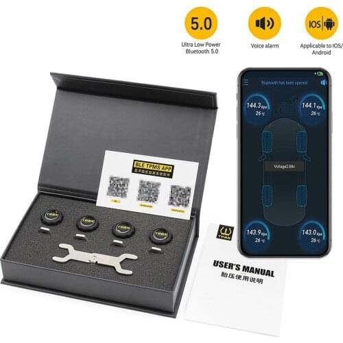 TPMS Bluetooth 5.0 External Alarm Tire Pressure Sensors Android iOS BLE TPMS Universal Waterproof Car Tire Pressure Sensor