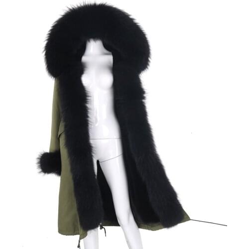 7XL Waterproof X-long Parka Removable Faux liner Real Fur Coat Winter Jacket Women Natural Fox Fur Collar Thick Warm Outerwear