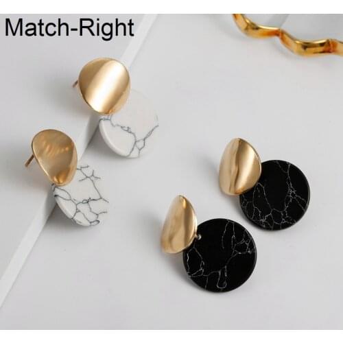Match-Right Women Statement Round Earrings For Women Cute Korean Drop Earrings Pendant Female Jewelry LX045