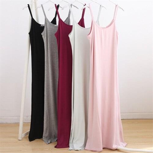 Sanishroly 2019 New Summer Women Long Dress Solid Casual Modal Tank Dresses Female Bottoming Spaghetti Strap Dress Vestidos S455