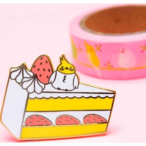 Delicious Tasty Strawberry cream Cake Hard Enamel Pin Kawaii Rabbit animal pastry Dessert Medal Brooch Fashion Jewelry