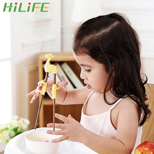 1 Pair Baby Training Chopsticks Baby Exercise Training Chopsticks Cartoon Children Learning Chopsticks Wenge Wood Silicone