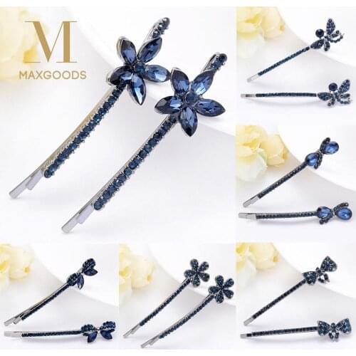 1 Pairs Vintage Crystal Rhinestone Hair Clip Flowers Shaped Bling Headwear Barrette Hairpin Edge Clamp Hair Accessories