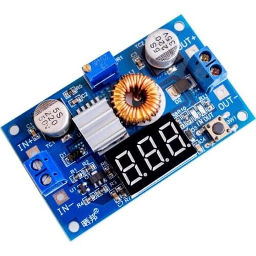 1pcs XL4015 5A High power 75W DC-DC adjustable step-down module+LED Voltmeter Power supply module Connector