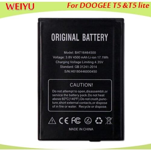 10pcs/lot For DOOGEE T5 T5 lite Battery Batterie Bateria Batterij Accumulator BAT16464500 4500mAh High Quality