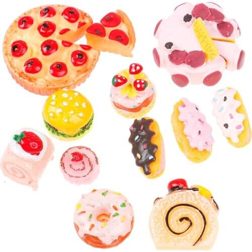 10pcs Dollhouse Miniature Dessert Food Strawberry Bread Birthday Cake Play Food Simulation Strawberry Bread