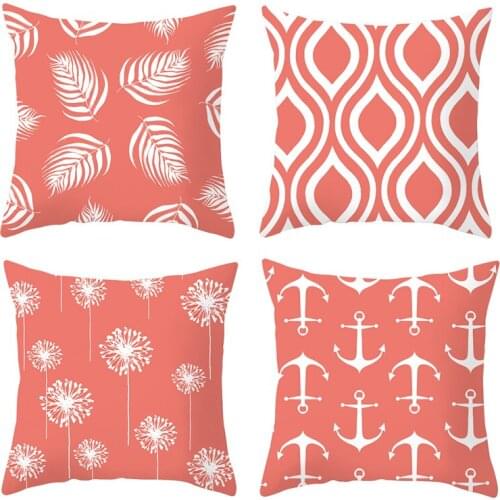 2021 New Fashion Coral Cushion Cover Polyester Living Room Sofa Car Chair Rose Pink Throw Pillow Case 45x45cm